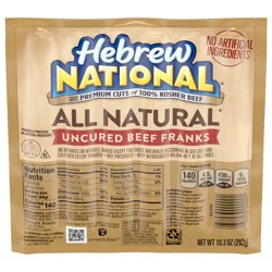 Hebrew National Uncured Beef Franks 10.3 oz