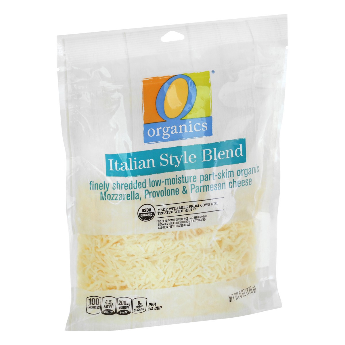 slide 2 of 9, O Organics Italian Blend Shredded Cheese, 