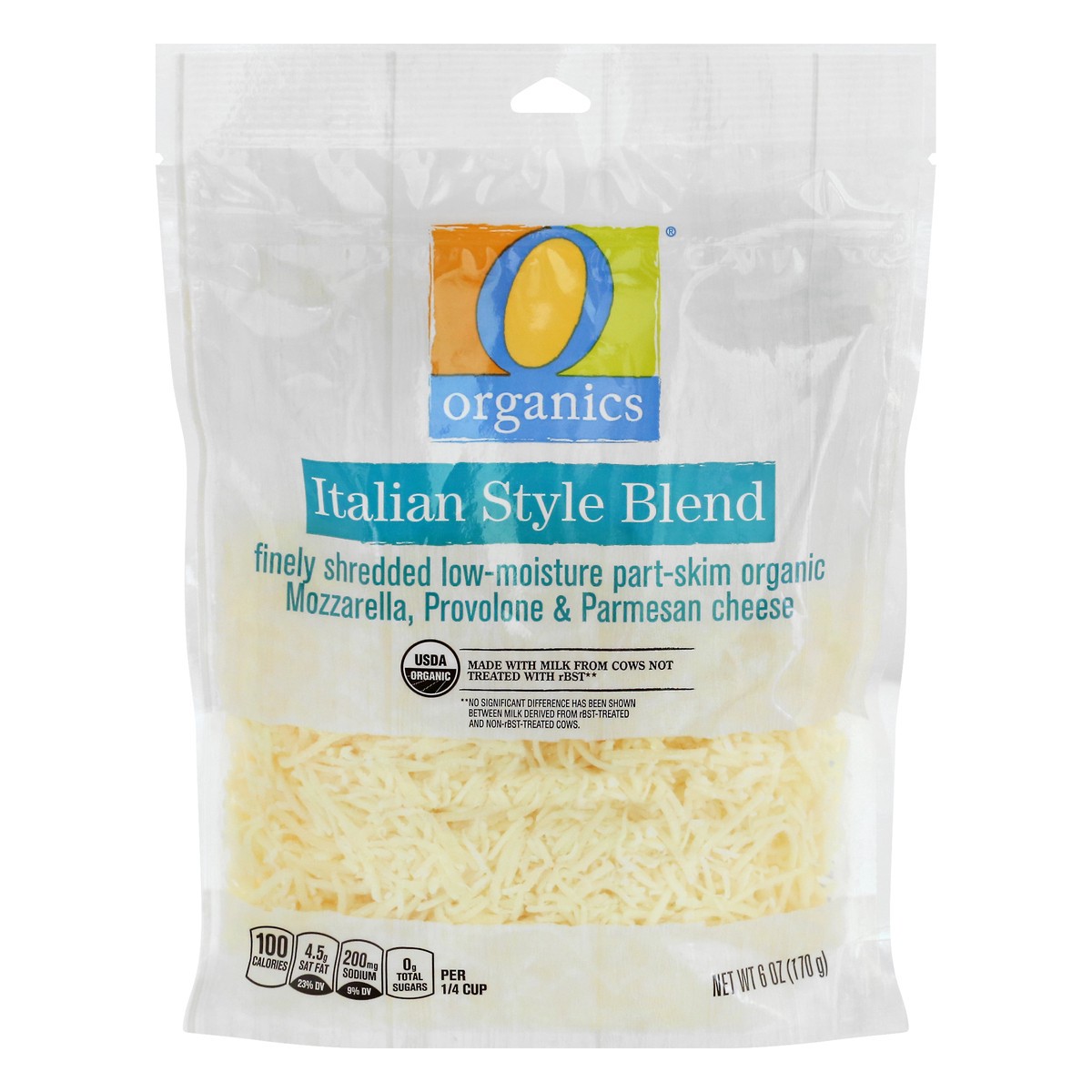 slide 1 of 9, O Organics Italian Blend Shredded Cheese, 