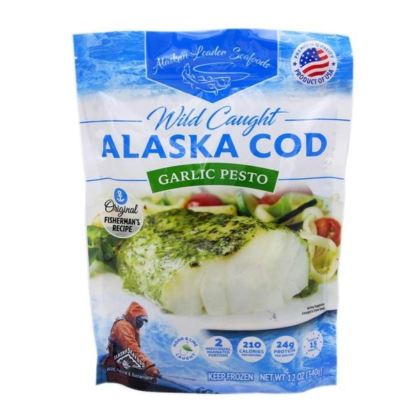 slide 1 of 1, Alaskan Leader Seafoods Garlic Pesto Cod Portions, 12 oz
