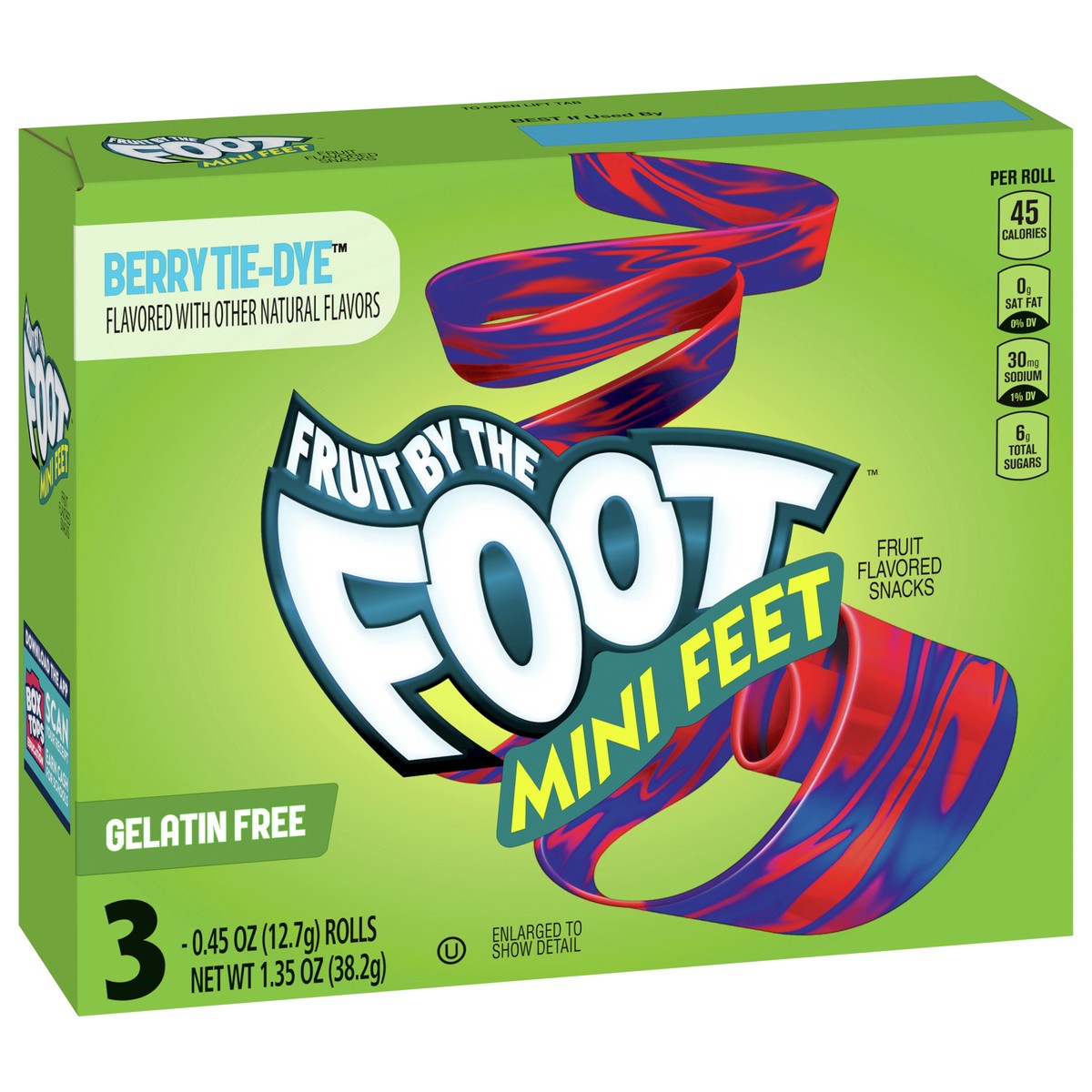 slide 9 of 9, Fruit by the Foot Berry Tie Dye Mini Snacks 3 Count, 3 ct