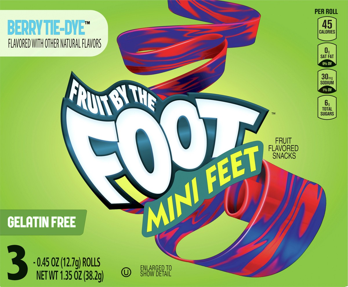 slide 8 of 9, Fruit by the Foot Berry Tie Dye Mini Snacks 3 Count, 3 ct