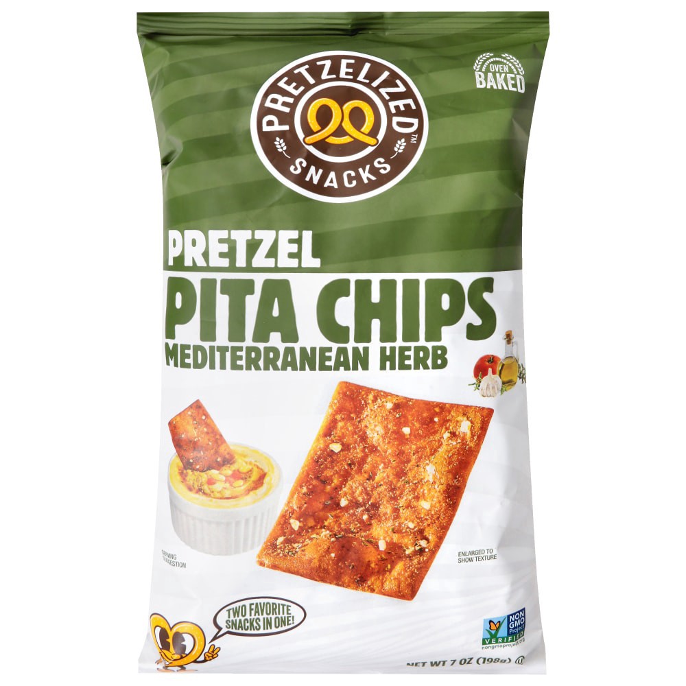slide 1 of 1, Pretzelized Snacks Chips Pretzel Pita Mediterranean - 7 Oz, 7 oz