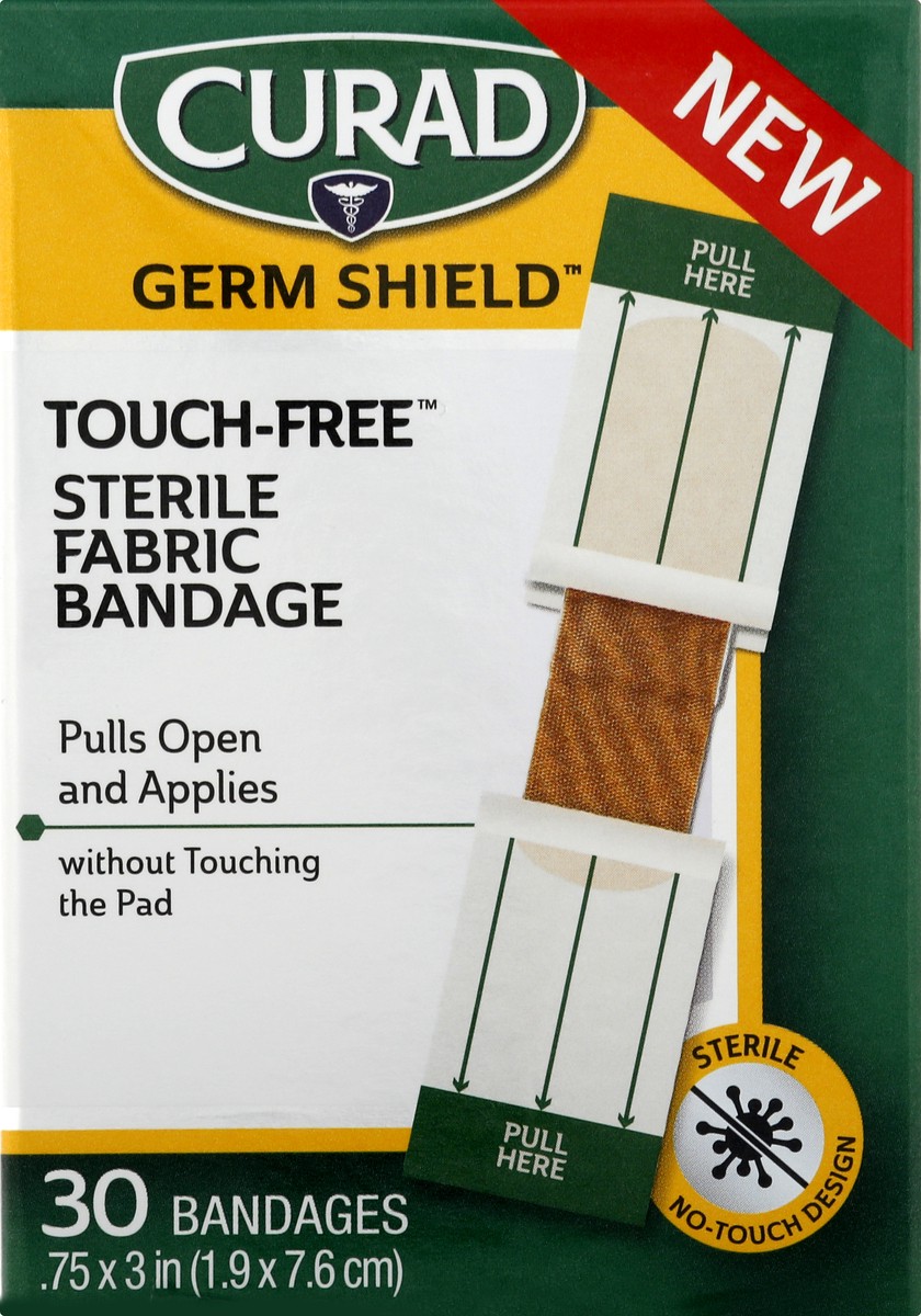 slide 3 of 11, Curad Germ Shield Medium Touch-Free Fabric Bandage 30 ea, 30 ct