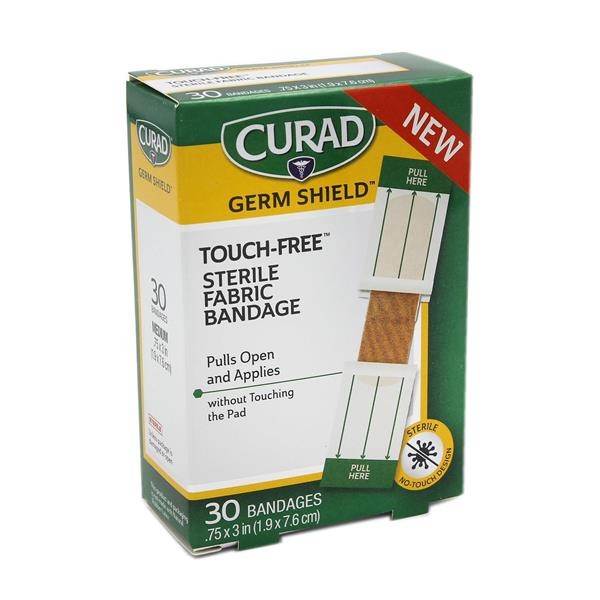 slide 1 of 1, Curad Germ Shield Touch-Free Fabric Bandage, 30 ct