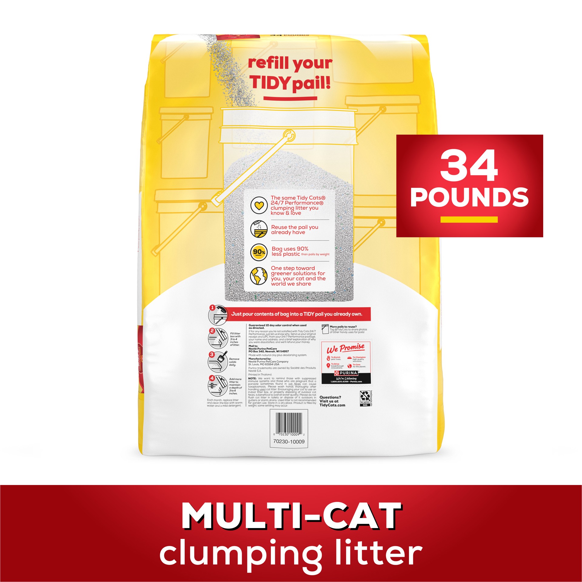 slide 4 of 7, Tidy Cats Purina Tidy Cats 24/7 Performance Clumping Cat Litter Pail Refill, 34 lb