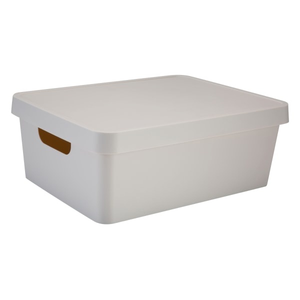 slide 1 of 4, Realspace Medium Storage Box With Lid, 10-15/16 X 14-1/2'' X 5-7/16'', Ivory, 1 ct