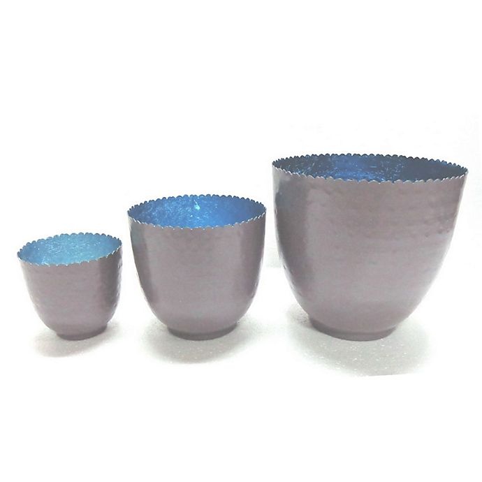 slide 1 of 1, Pfaltzgraff Elements Hammered Votives - Blue, 3 ct