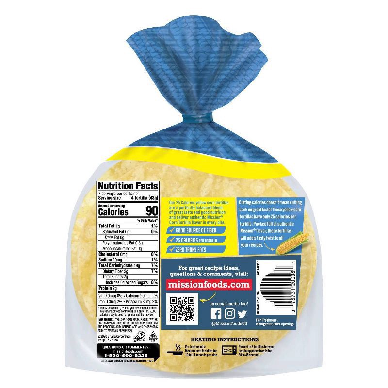 slide 2 of 3, Mission Yellow Corn Super Soft  25 Calories Tortillas 30 ea, 30 ct