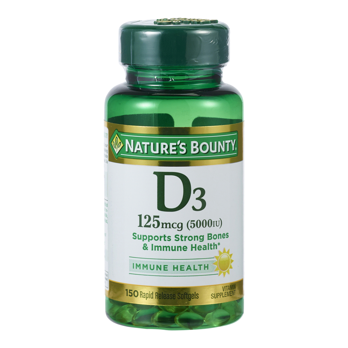 slide 1 of 4, Nature's Bounty 5000iu Vitamin D SoftGels, 150 ct