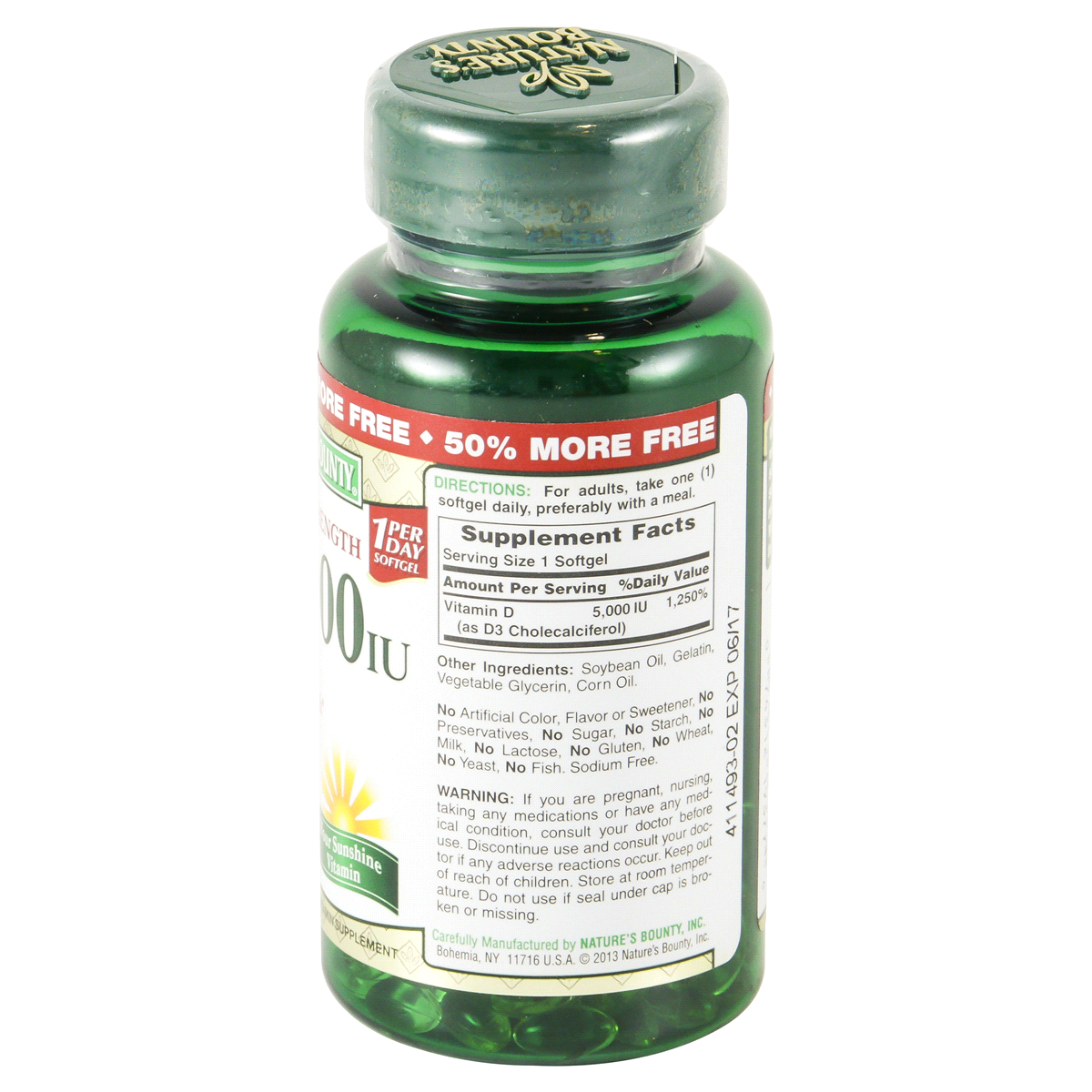 slide 4 of 4, Nature's Bounty 5000iu Vitamin D SoftGels, 150 ct