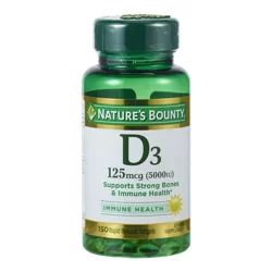 Nature's Bounty Vitamin D3 Immune and Bone Health Support Softgels, 125mcg