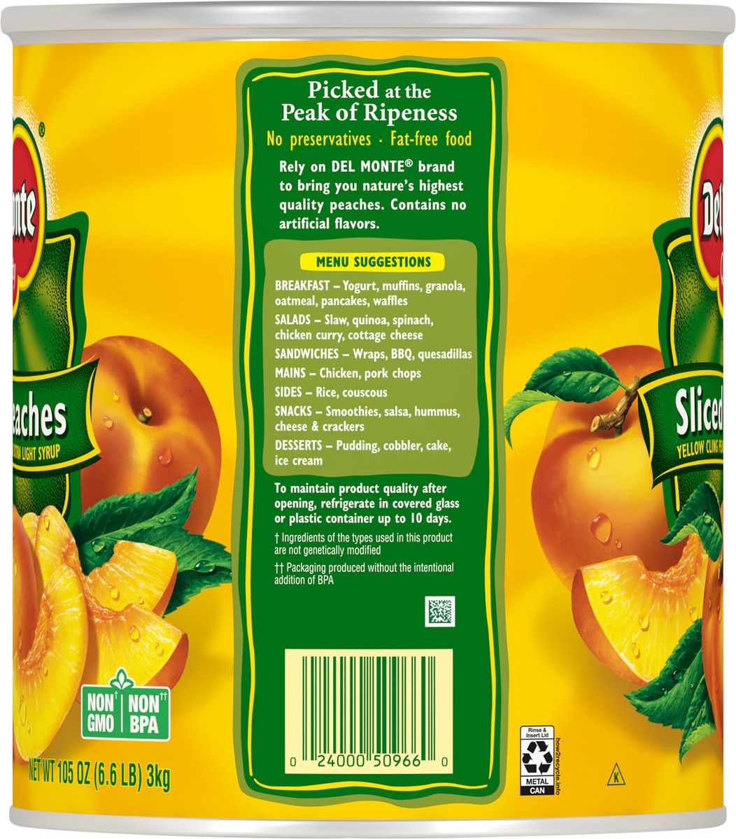 slide 5 of 7, Del Monte Quality Sliced Peaches 105 oz. Can, 105 oz