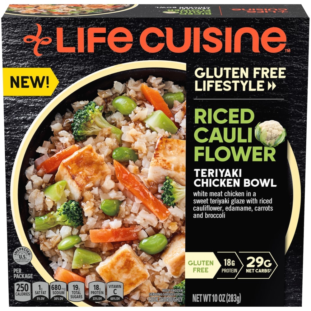 slide 1 of 1, Life Cuisine Gluten Free Riced Cauliflower Teriyaki Chicken Bowl, 10 oz