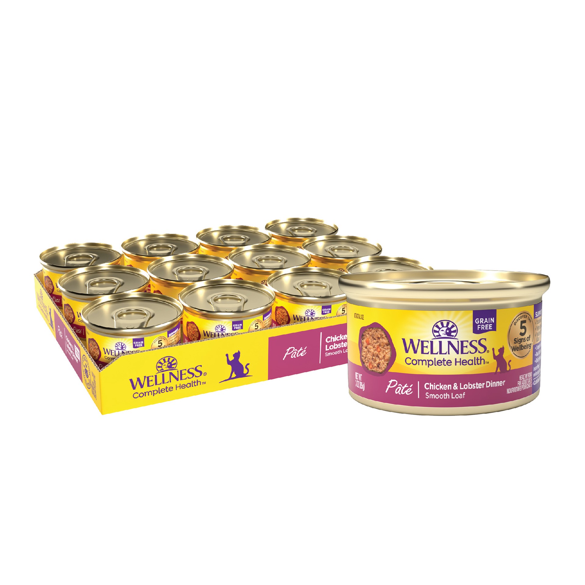 slide 1 of 5, Wellness Cat Chicken Lobster Can, 1 ct