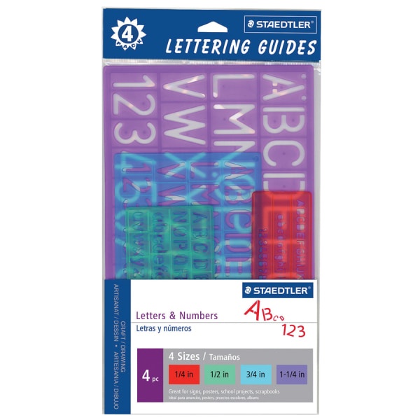 slide 1 of 1, STAEDTLER Lettering Guides, Pack Of 4, 4 ct