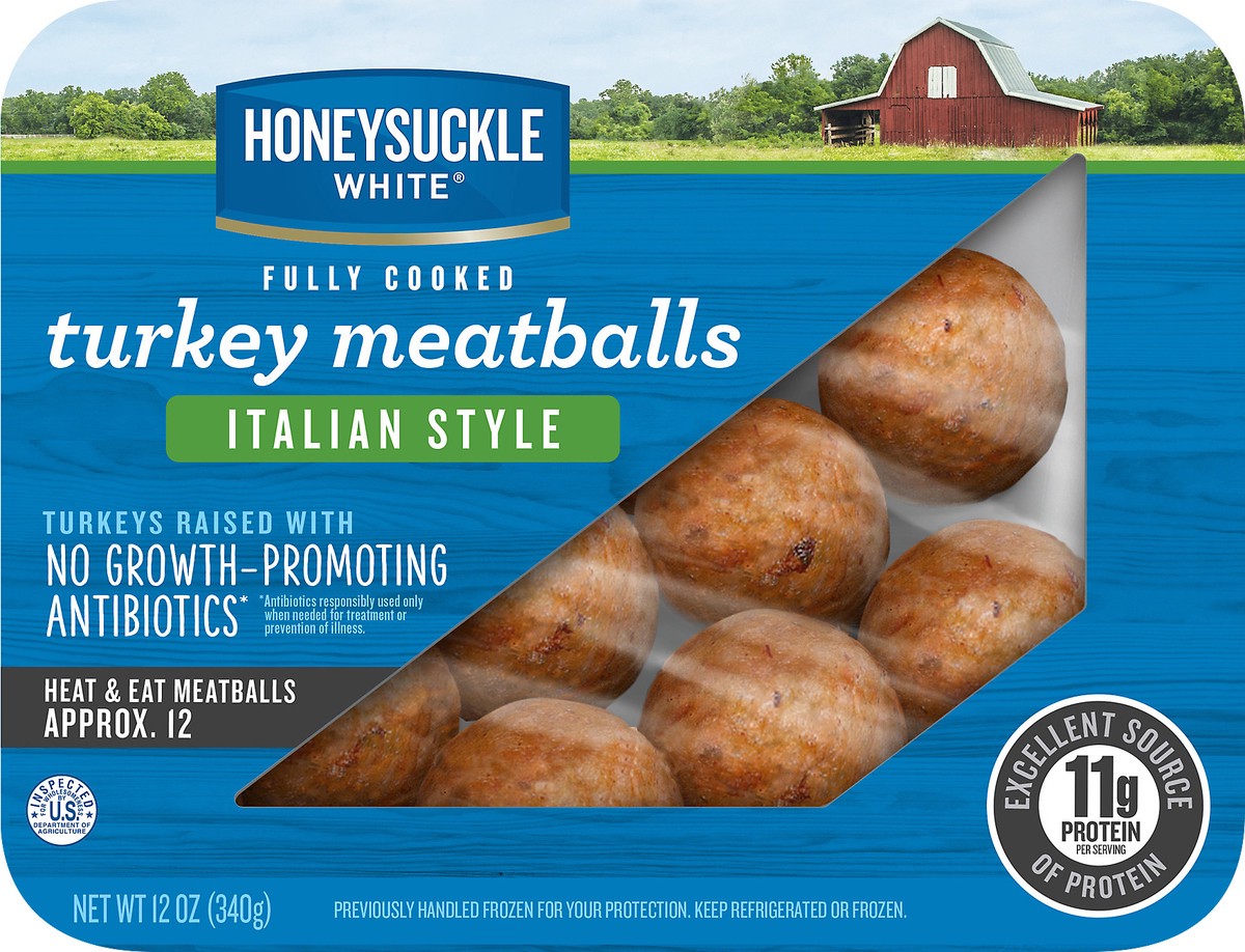 slide 3 of 5, Honeysuckle White Fully Cooked Italian Style Turkey Meatballs, 12 oz., 12 oz