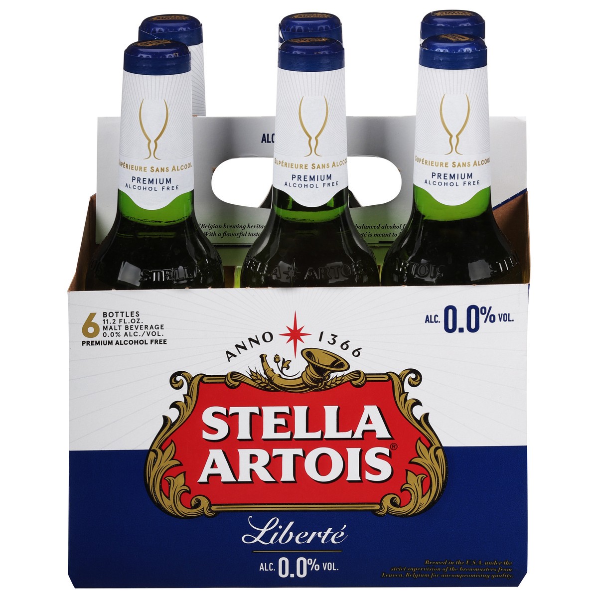 slide 1 of 1, Stella Artois Alcohol Free Liberte Malt Beverage 6 - 11.2 fl oz Bottles, 6 ct; 11.2 fl oz