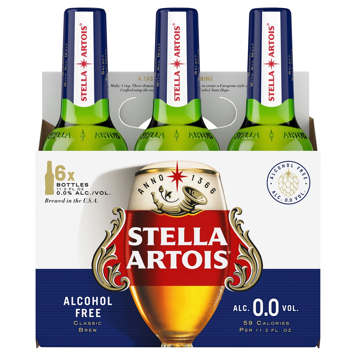 slide 1 of 1, Stella Artois Liberté Non Alcoholic Beer, 6 Pack Bottles, 6 ct; 11.2 fl oz