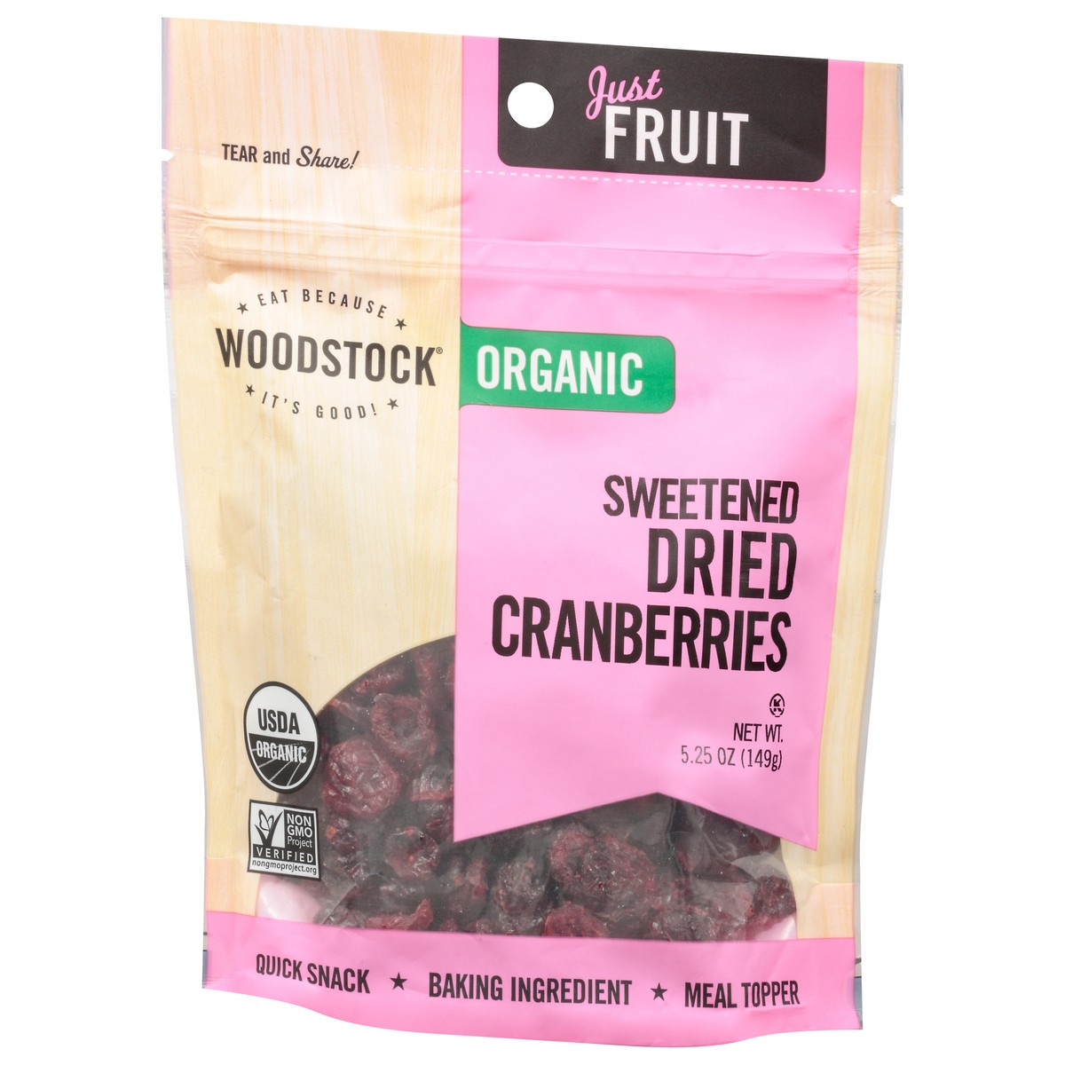 slide 3 of 9, Woodstock Farms Organic Sweetened Cranberries, 5.25 oz