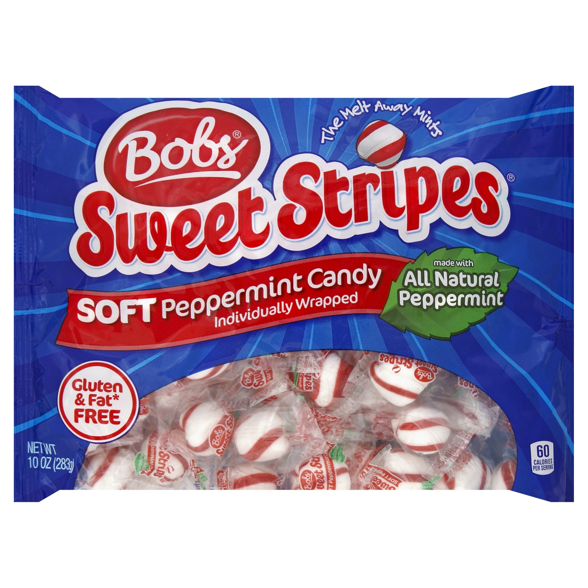 slide 1 of 3, Bobs Sweet Stripes Peppermint Soft Mint Candy, 10 oz