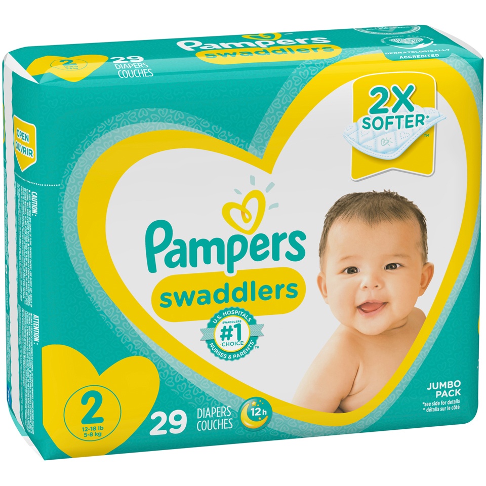 slide 2 of 2, Pampers Swaddlers Size 2 Diapers, 29 ct