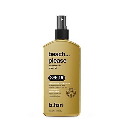 slide 1 of 1, b.tan Beach Please Deep Tanning Dry Spray Oil SPF 15, 8 oz