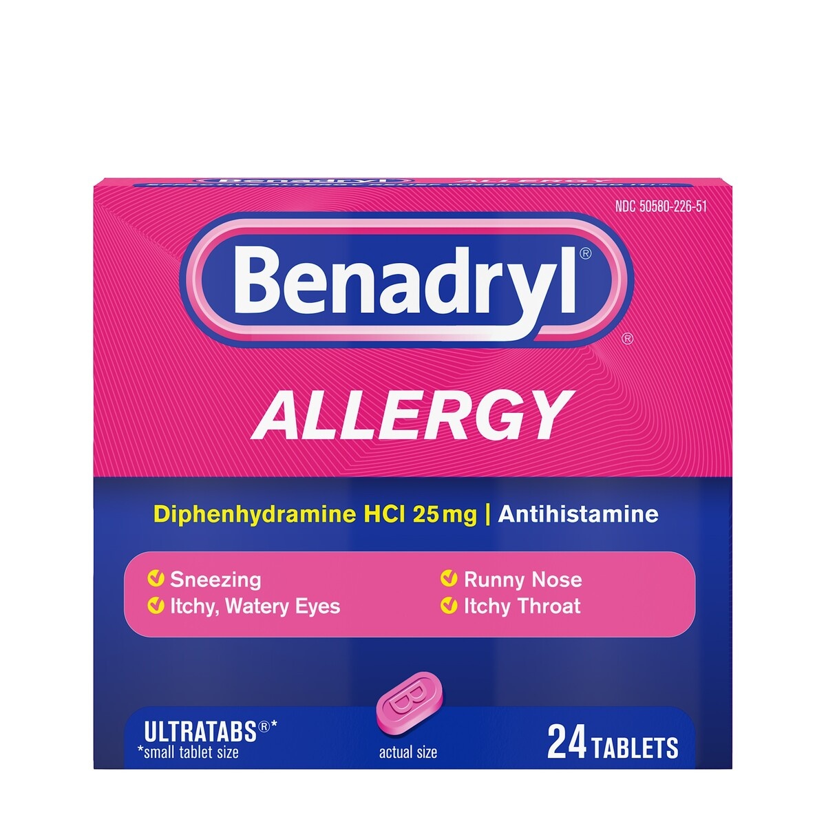 slide 1 of 5, Benadryl Allergy Ultratab Tablets, 24 ct