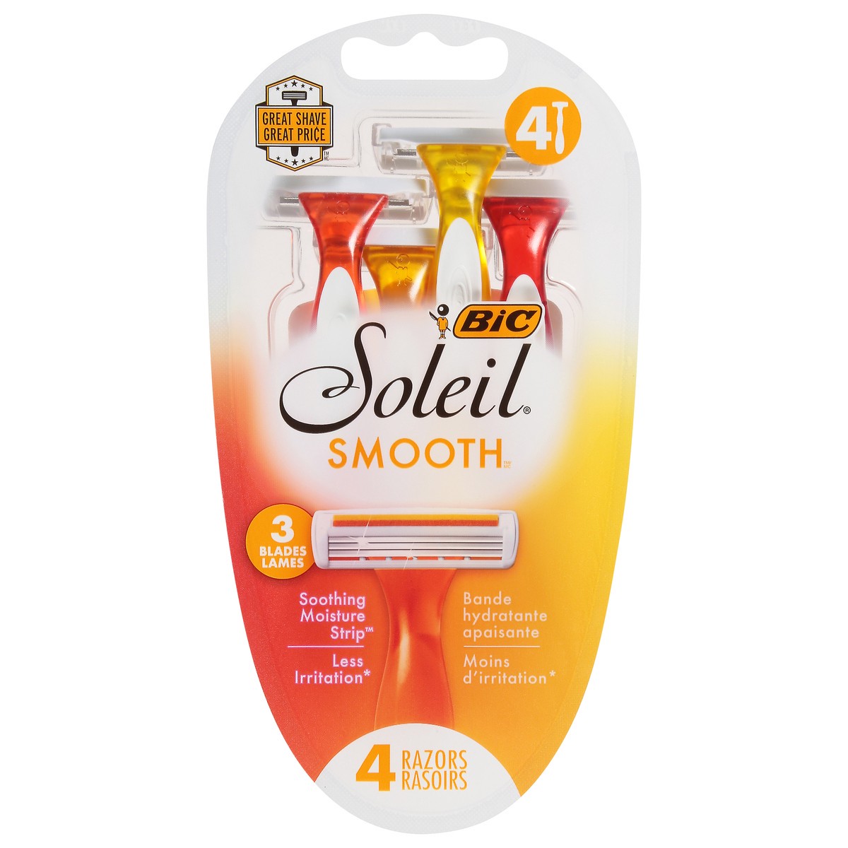 slide 1 of 5, BIC Soleil 3 Blades Smooth Razors 4 ea, 4 ct