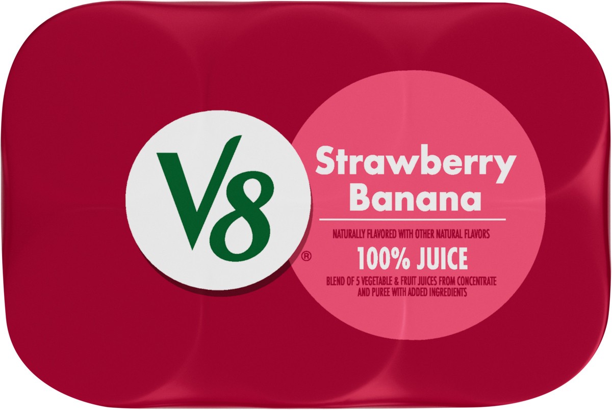 slide 9 of 13, V8 Strawberry Banana 100% Fruit and Vegetable Juice, 8 fl oz Can (6 Pack), 6 ct; 8 oz