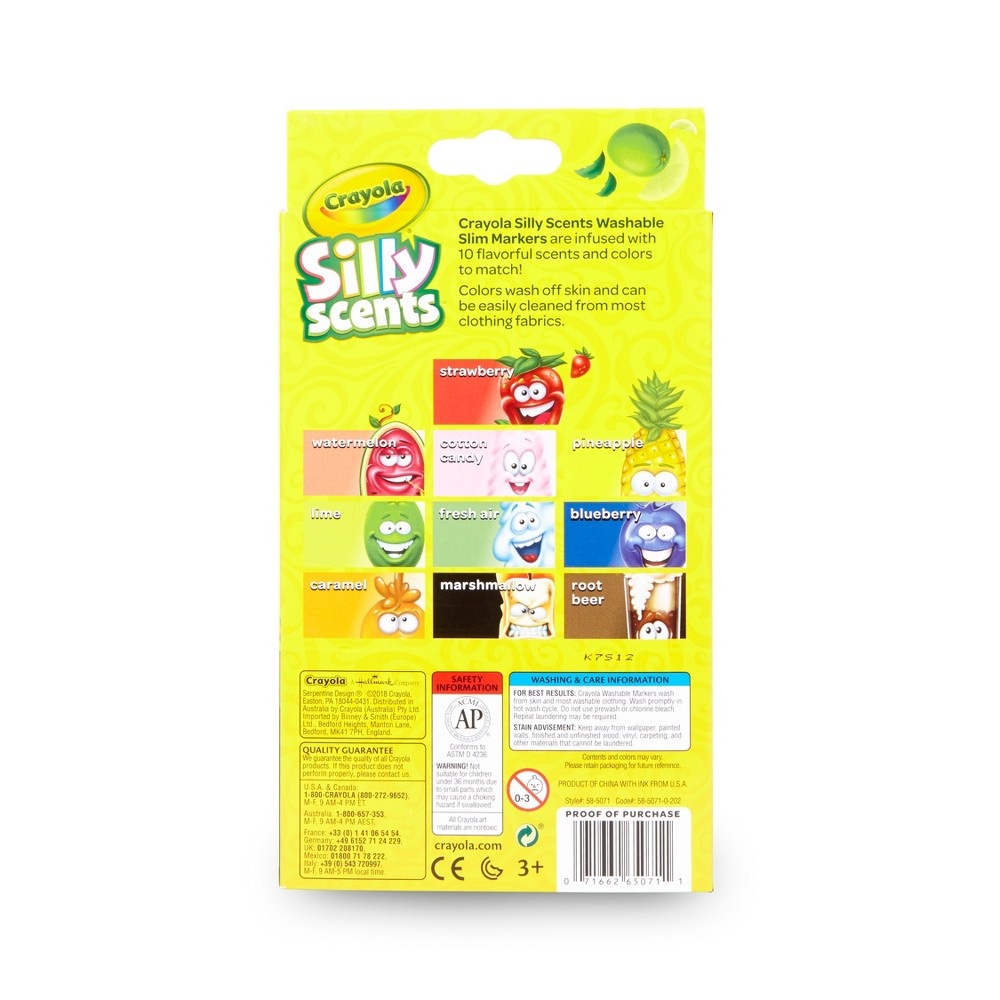slide 7 of 7, Crayola Slim Fine Markers Silly Scents, 10 ct