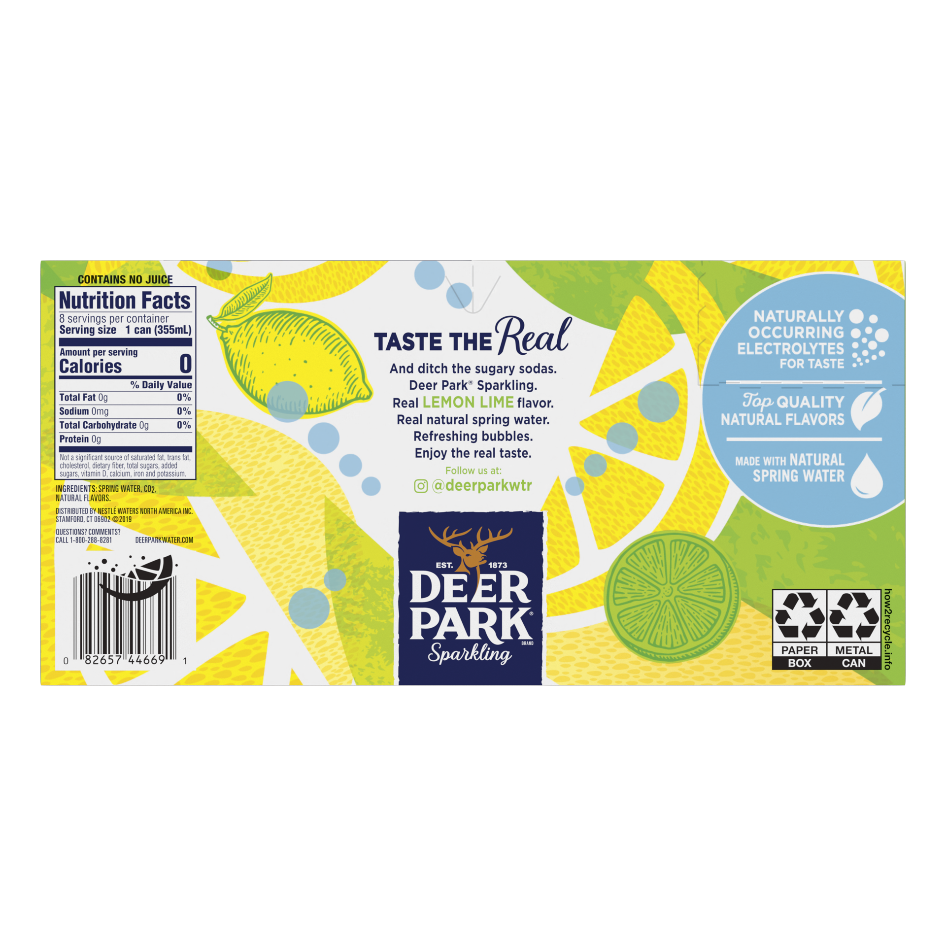 slide 3 of 5, Deer Park Sparkling Water, Lemon Lime- 12 oz, 12 oz