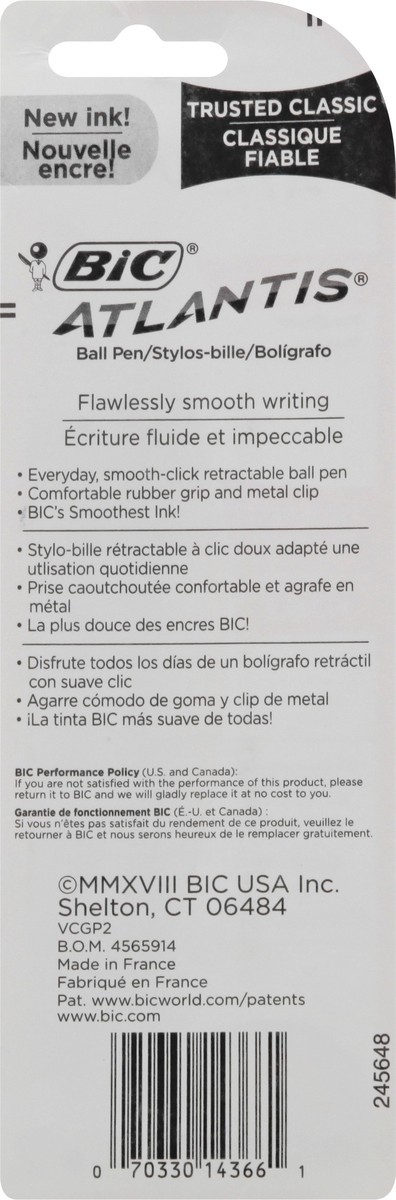 slide 5 of 9, BIC Atlantis Original Medium Blue Ink Ball Pens, 2 Ct, 1 ct