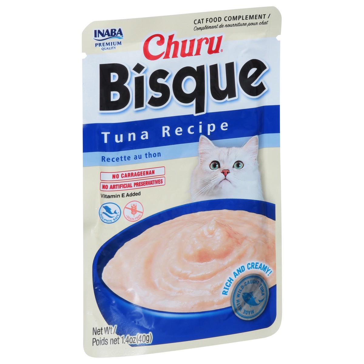 slide 16 of 16, Inaba Churu Bisque for Cats, Creamy Lickable Purée Side Dish with Vitamin E, 1.4 Ounces, Tuna Recipe, 1 ct