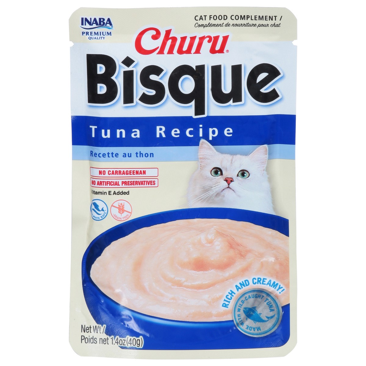 slide 6 of 16, Inaba Churu Bisque for Cats, Creamy Lickable Purée Side Dish with Vitamin E, 1.4 Ounces, Tuna Recipe, 1 ct