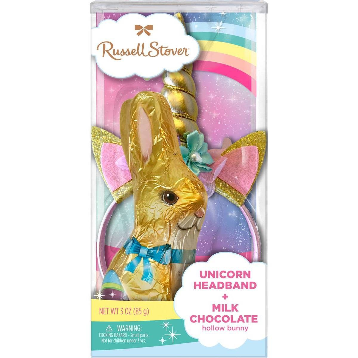 slide 1 of 1, Russell Stover Easter Unicorn Headband Milk Chocolate Hollow Bunny, 3 oz