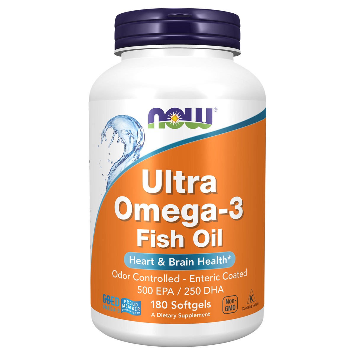 slide 1 of 2, NOW Supplements, Ultra Omega-3 Molecularly Distilled and Enteric Coated, 180 Softgels, 180 ct