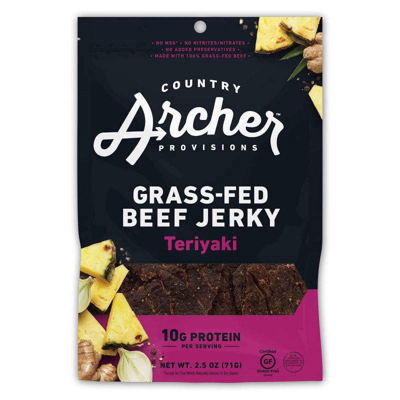 slide 1 of 6, Country Archer Grass-Fed Teriyaki Beef Jerky 2.5 oz, 2.5 oz