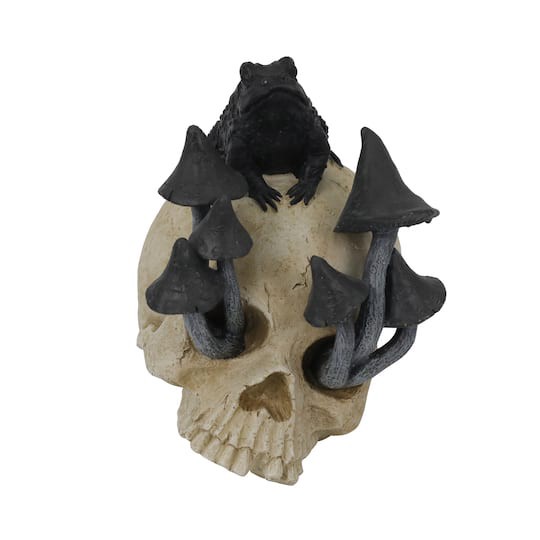slide 1 of 3, 7.75" Skull With Mushrooms & Frog Tabletop Decor By Ashland, 7.75 in