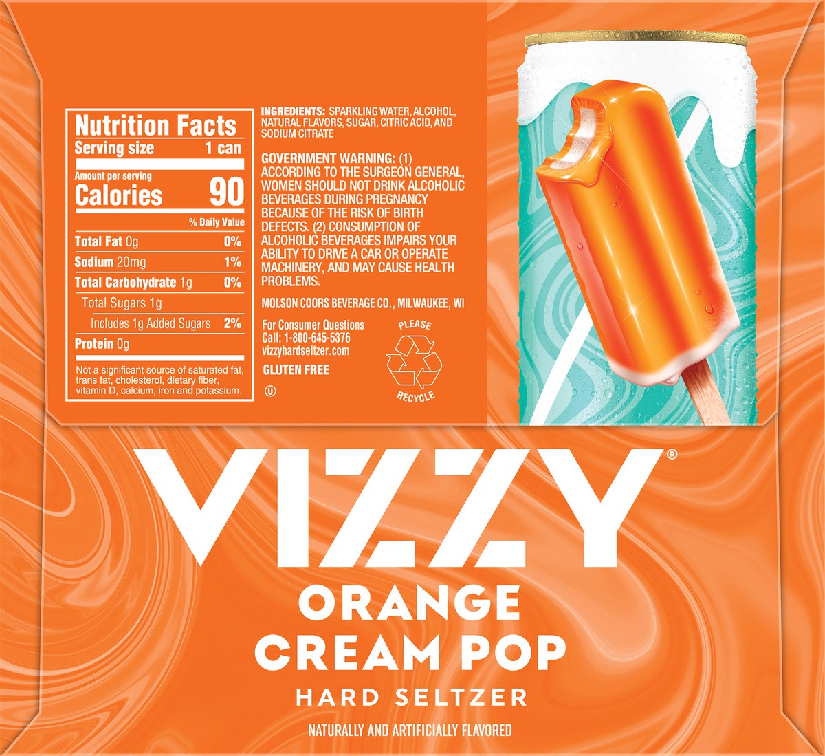 slide 5 of 9, Vizzy Orange Cream Pop Hard Seltzer 12 - 12 fl oz Cans, 12 ct; 12 oz