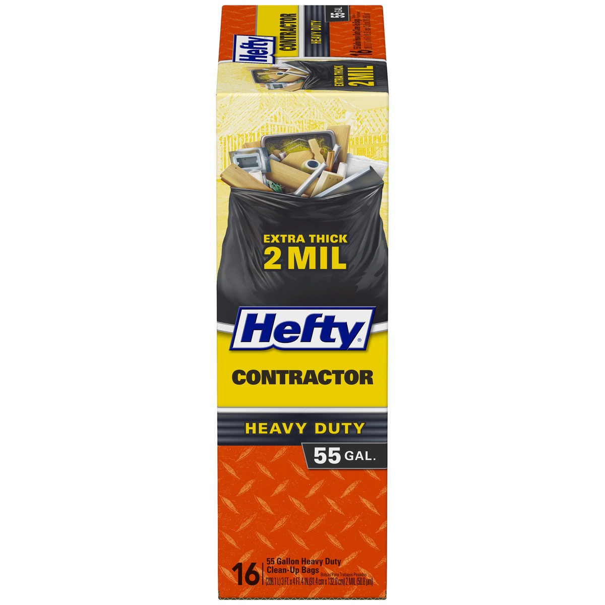 slide 7 of 9, Hefty Heavy Duty Contractor Extra Large Trash Bags, 55 Gallon, 16 Count, 16 ct