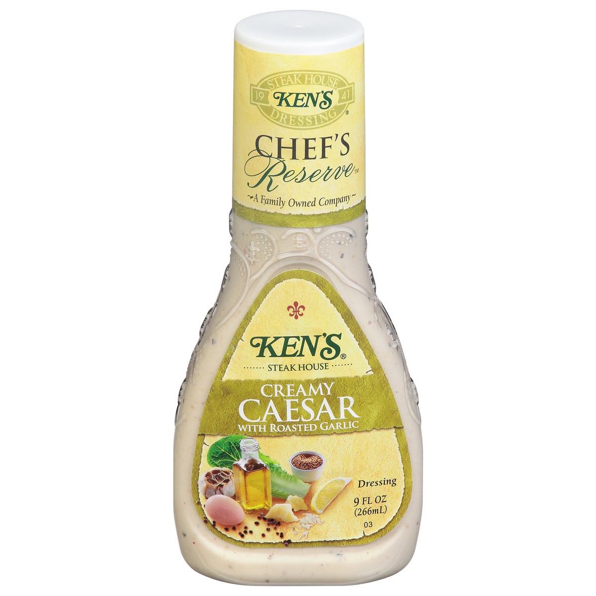 slide 1 of 9, Ken's Steak House Dressing, Creamy Caesar with Roasted Garlic, 9 fl oz