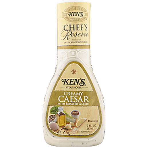 Kens Steak House Chefs Reserve Creamy Caesar With Roasted Garlic Dressing 9 Oz Plastic Bottle 0948