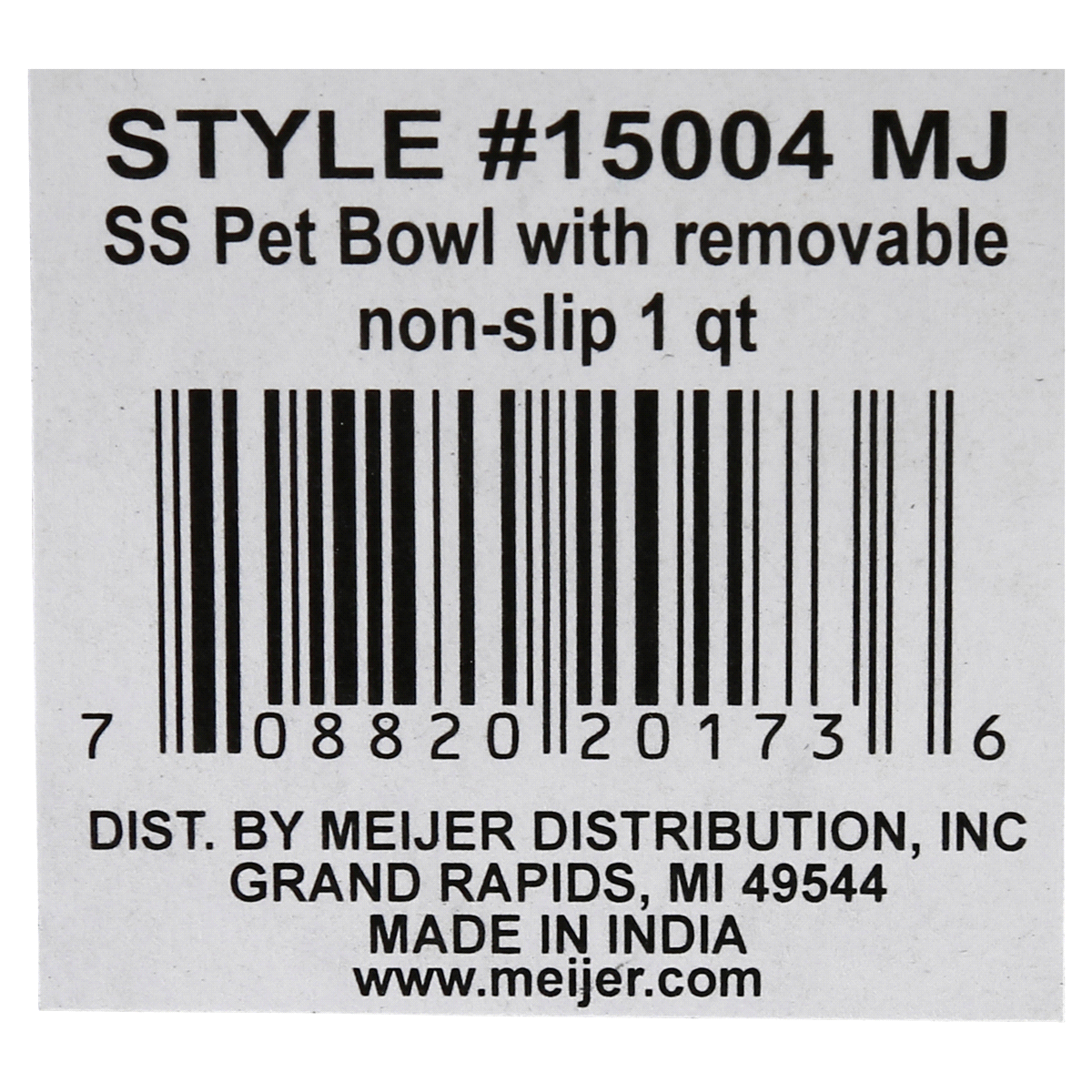 slide 5 of 5, Meijer Stainless Steel Pet Bowl with Non-Slip Ring, 1 qt