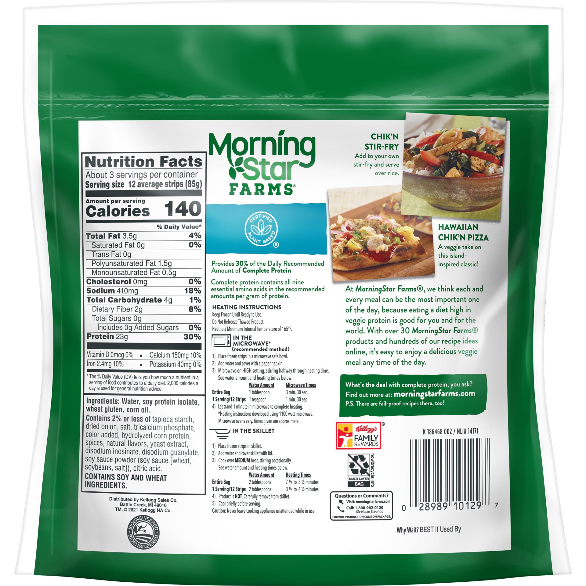 slide 2 of 6, MorningStar Farms Meal Starters Meatless Chicken Strips, Plant Based Protein Vegan Meat, Original, 10 oz