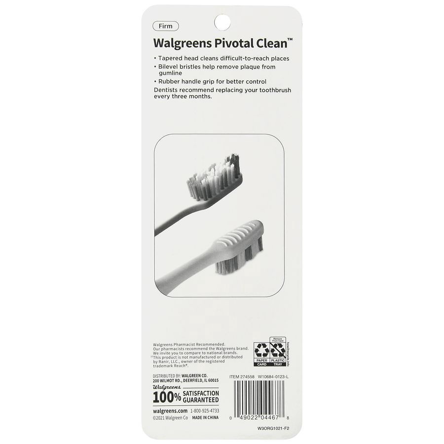 slide 5 of 5, Walgreens Pivotal Clean Toothbrushes Full Firm, 3 ct