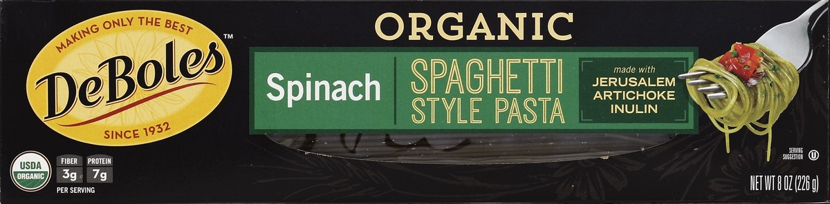 slide 5 of 6, DeBoles Organic Spinach Spaghetti Pasta, 8 oz