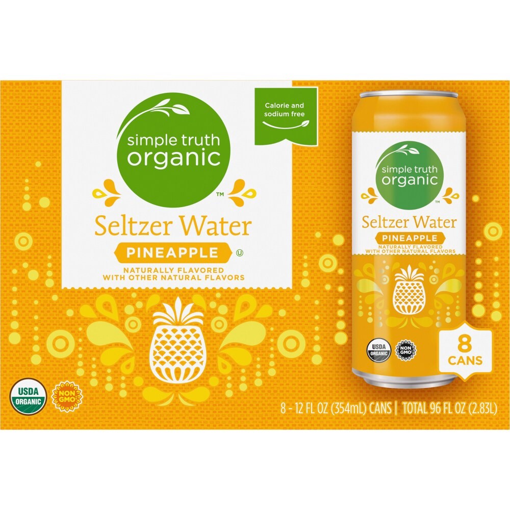 slide 2 of 6, Simple Truth Organic Pineapple Seltzer Water, 8 ct; 12 fl oz