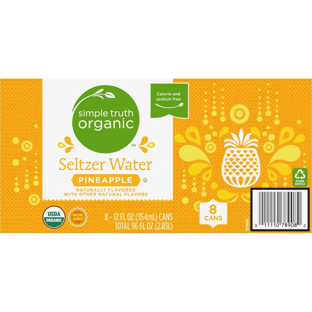 slide 4 of 6, Simple Truth Organic Pineapple Seltzer Water, 8 ct; 12 fl oz