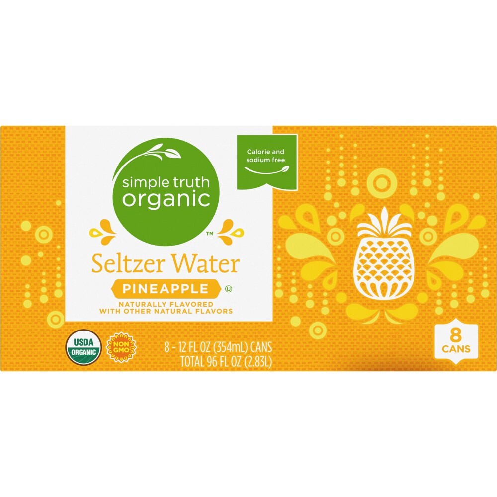 slide 5 of 6, Simple Truth Organic Pineapple Seltzer Water, 8 ct; 12 fl oz